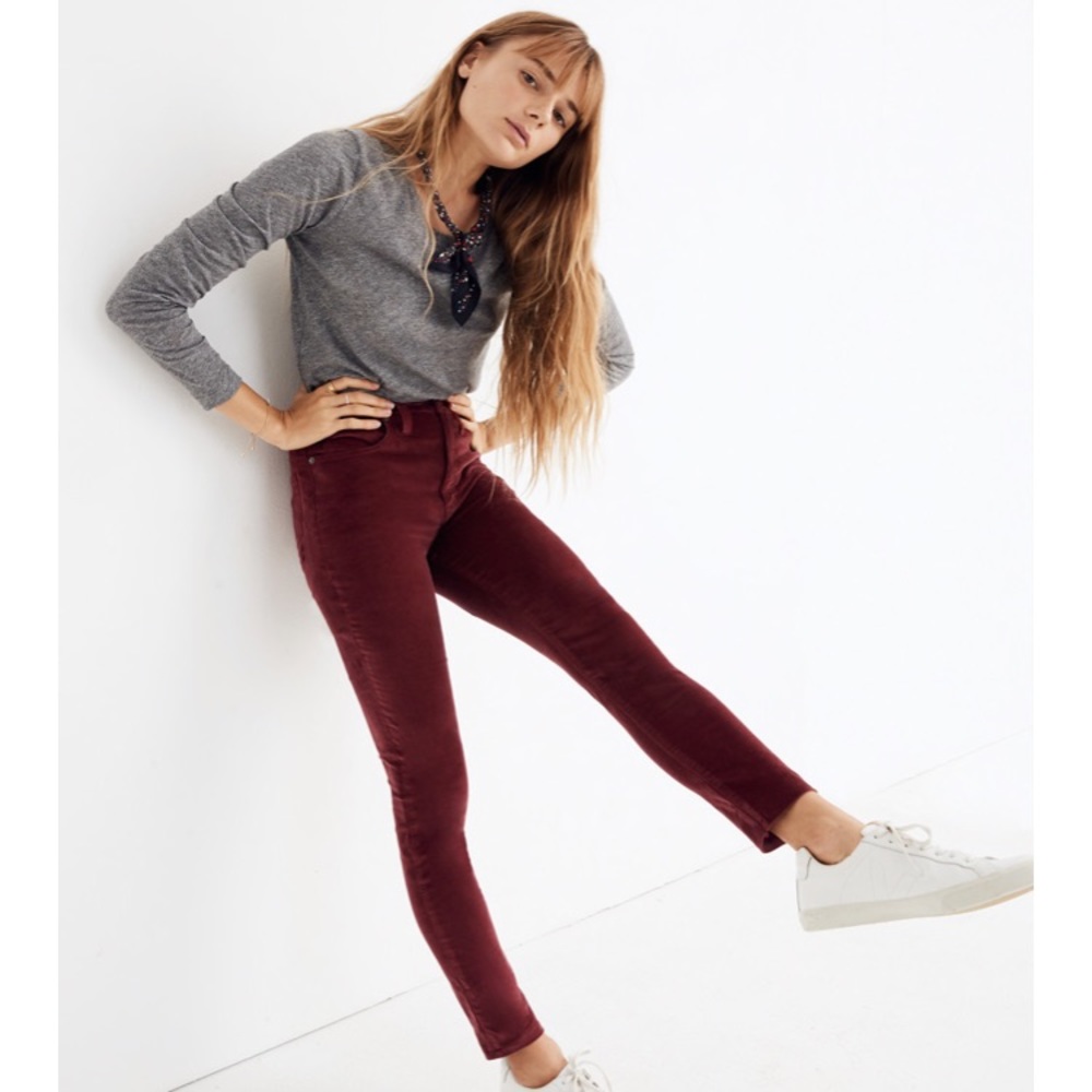 Madewell High Rise Skinny Jeans-Burgundy
